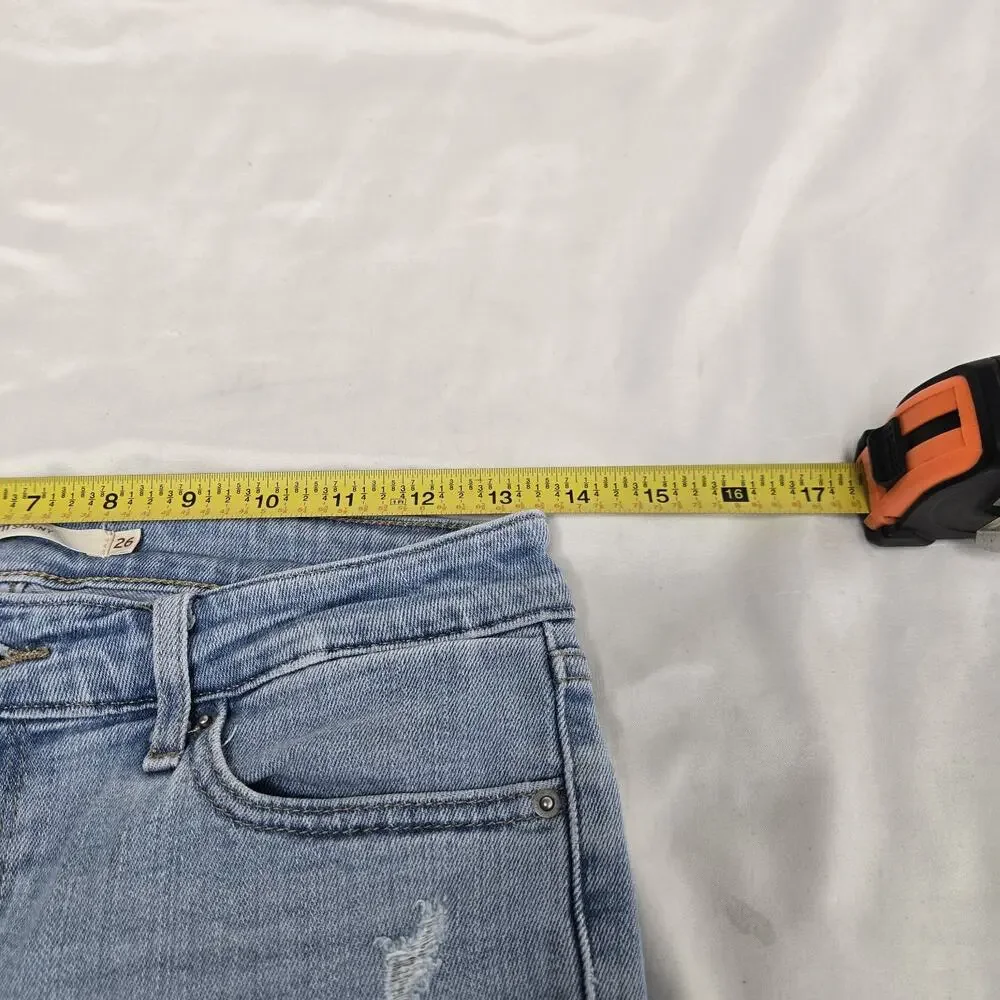 Levi's 711 Distressed Skinny Jeans Size 26 Waist Light Wash Blue